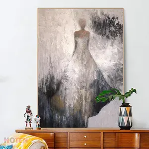 Décoration murale <span class=keywords><strong>de</strong></span> <span class=keywords><strong>portrait</strong></span> <span class=keywords><strong>de</strong></span> <span class=keywords><strong>femme</strong></span> abstraite minimaliste huile acrylique peinte à la main sur toile Style nordique prend en charge la base - Product Image 1