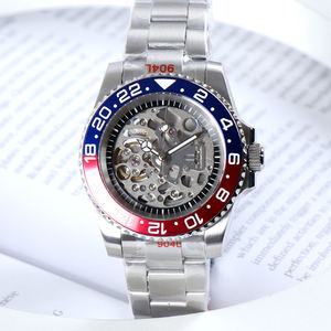 Montre sans logo en acier inoxydable, mouvement NH70, cadran ajouré, verre saphir, étanche 10 bars, automatique, lunette en céramique, boîtier SUB en acier - Product Image 3
