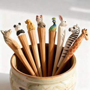 कारखाने कस्टम प्राकृतिक लकड़ी के नक्काशीदार जानवरों के साथ जानवरों के पेन उपहार के लिए लकड़ी के प्रचार बॉलपॉइंट पेन - Product Image 3