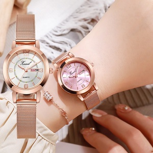 Nieuw binnen: Dameshorloge bestseller, Koreaanse stijl, minimalistisch, waterdicht, lichtgevend, dubbele datum, quartz horloge - Product Image 2