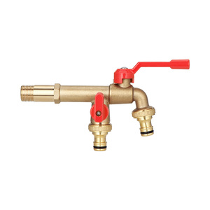Robinet extérieur étendu tout en cuivre antigel, une entrée, deux sorties, robinet de jardin mural, double usage, bec d'arrosage - Product Image 1