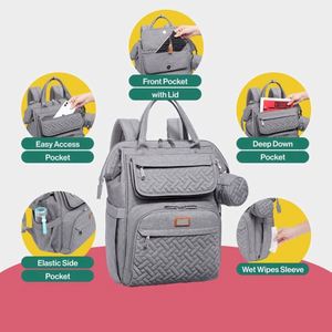 Sac à langer multifonctionnel grand format avec tapis à langer, sangles pour poussette et étui à sucette, élégant pour les voyages, échantillon gratuit - Product Image 6