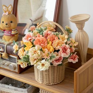 Bouquet de fleurs artificielles CallaFloral Orange Rouge Champagne, décorations de mariage faites à la main - Product Image 1