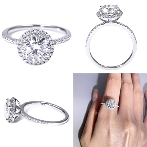 Tianyu joyería fina solitario halo compromiso mujeres Gra Mossanite oro sólido Real 14K <span class=keywords><strong>Moissanite</strong></span> anillo de bodas de oro puro para mujer - Product Image 2