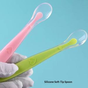 Cuchara de Silicona para Bebés con Contenedor, Cuchara Suave con Mango para Recién Nacidos, <span class=keywords><strong>Vajilla</strong></span> con Diseño Sólido - Product Image 1