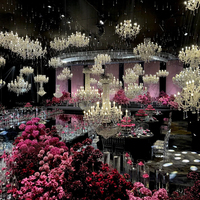 Lustre contemporain en cristal de luxe Plafonnier pour décoration de mariage et d'hôtel LED Pendentif personnalisable