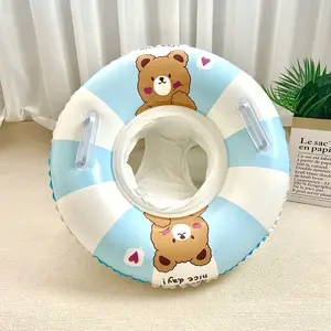 Di alta qualità carino coniglio fortunato orso nuoto ringcon maniglia tubo di nuoto piscina anello galleggiante per bambini