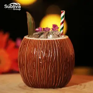 500毫升陶瓷椰子形状Tiki马克杯