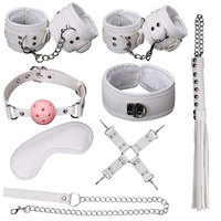 Kit de 8 pièces de jouets SM en cuir pour lit, menottes et dispositifs de retenue pour jeu de soumission et fétichisme, ensemble de bondage pour adultes