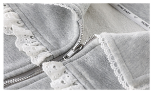 Nuevo conjunto de ropa de moda para niñas, abrigo de encaje con cremallera de algodón gris y pantalones gruesos, chándal de 2 uds para <span class=keywords><strong>chicas</strong></span> <span class=keywords><strong>adolescentes</strong></span> - Product Image 6