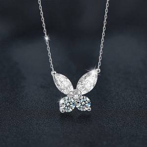 Collier papillon Mozambique Mossam Drill pour femme, style coréen, design de luxe léger, chaîne à maillons, pendentif, effet vibrant et explosif - Product Image 1