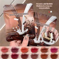 Lot de 12 rouges à lèvres en capsule couleur chocolat, teintes quotidiennes, longue tenue, anti-transfert, format voyage, mini, vente en gros