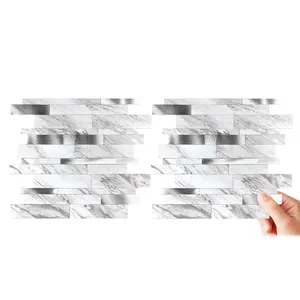 Azulejos de parede de alumínio com mistura de mármore branco DIY autoadesivos de 4 mm de espessura para Backsplash de cozinha