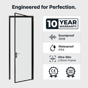 Design francese moderno con struttura stretta in alluminio <span class=keywords><strong>porta</strong></span> a battente in vetro per interni cucina camera da letto esterno Patio bagno Mesh - Product Image 2