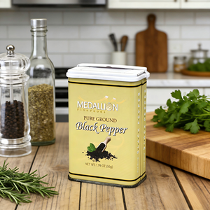 Custom Printed Flip Top Lid Metal Packaging Can for Black Pepper Seasoning Powder Condiment <b>Storage</b> Container Food Grade Tinplat - Product Image 1