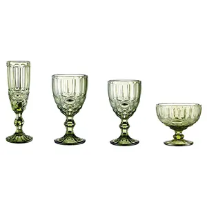 Wholesale bulk china supplier embossed colored crystal goblet red wine glass cups sets for wedding