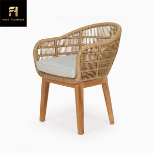 Muebles modernos duraderos para exteriores, juegos de jardín de café de madera, silla de comedor de restaurante de ratán para patio cómodo - Product Image 6
