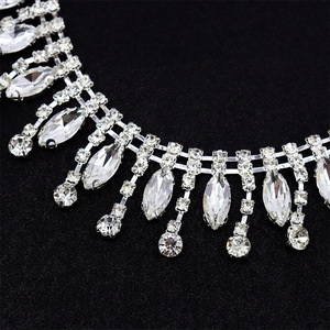 Strass di cristallo di lusso CZ catena di pizzo fai da te accessori per vestiti a goccia di vetro con nappa frangia artiglio con cornice diamantata - Product Image 2