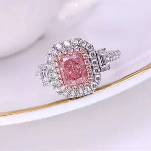 Avrupa vintage lüks pırlanta takılar 18k altın 1.018ct AGL VVS2 fantezi pembe doğal elmas kolye kolye yüzük çift kullanımlı