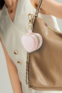 Cute Girls Small <strong>Heart</strong>-<strong>Shaped</strong> Portable <strong>Jewelry</strong> Storage <strong>Box</strong> Simple Hanging Design for Necklaces and Rings Organizer Storage Case - Product Image 6