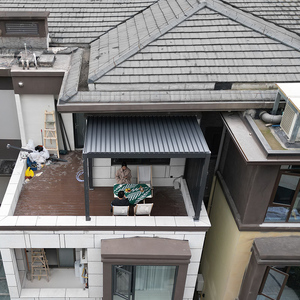 Pergola bioclimatique motorisée <span class=keywords><strong>en</strong></span> aluminium ANCSEM Luxury Garden Gazebo, toit de patio <span class=keywords><strong>en</strong></span> aluminium à lames orientables pour extérieur - Product Image 4