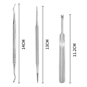 Stainless Steel Nail Remover 3-Piece Set Silver Double Headed Cuticle Tool Portable Manicure Pedicure Kit - Product Image 4