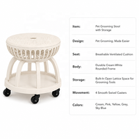 Tabouret de toilettage pour animaux USMILEPET avec espace pour l'animal sous la place de l'humain, siège mobile à deux niveaux avec roulettes, chaise de toilettage pour animaux
