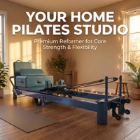 Mesin Pilates Reformer Pink Komersial Studio Aluminium Profesional Lipat Peralatan Kebugaran Rumah