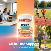 Gomitas con Centro Relleno de Vitamina D3 K2 de Marca Privada, Sin Azúcar, Suplemento de Vitamina D3 K2, Favorece la Salud de Huesos y Músculos, Sin Gluten, Vegano