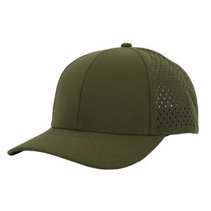 หมวกแก๊ปแบบมีรูระบายอากาศ 6 แผง ปีกโค้งเล็กน้อย ปรับขนาดได้ พร้อมป้ายยางกันน้ำ สำหรับกอล์ฟ รับผลิตตามแบบ OEM - Product Image 1