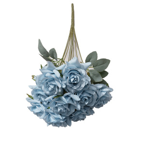 Bouquets de roses artificielles Yixuan à 9 têtes, fleurs en soie pour décorations de table de mariage, commerce extérieur - Product Image 5