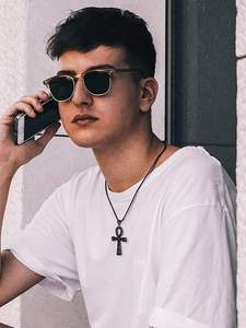 FY gioielli da uomo alla moda collane incrociate oro acciaio inossidabile Chunky Hip Hop Egyptian <span class=keywords><strong>Tau</strong></span> T forma vita Ankh collana con ciondolo croce - Product Image 4