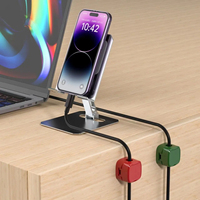 6 pièces, organisateur de câbles magnétique noir en plastique, étanche, antichoc, anti-poussière, pour câbles de données de téléphone portable