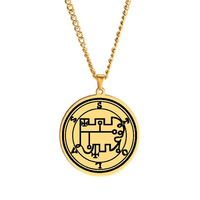 Or Roi Asmoday Sigil Démon Origines Joint Moindre Clé de Salomon Bijoux Goetia 25-36 Talisman Pendentif En Acier Inoxydable Collier