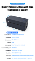 Imprimante d'Étiquettes d'Expédition Thermique 4 Pouces YHD-9250 USB BT WiFi Optionnel, Compatible Windows