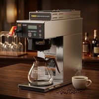Cafetière expresso américaine professionnelle en acier inoxydable, système de filtration double pot électrique, fonction maintien au chaud, affichage numérique, tension universelle