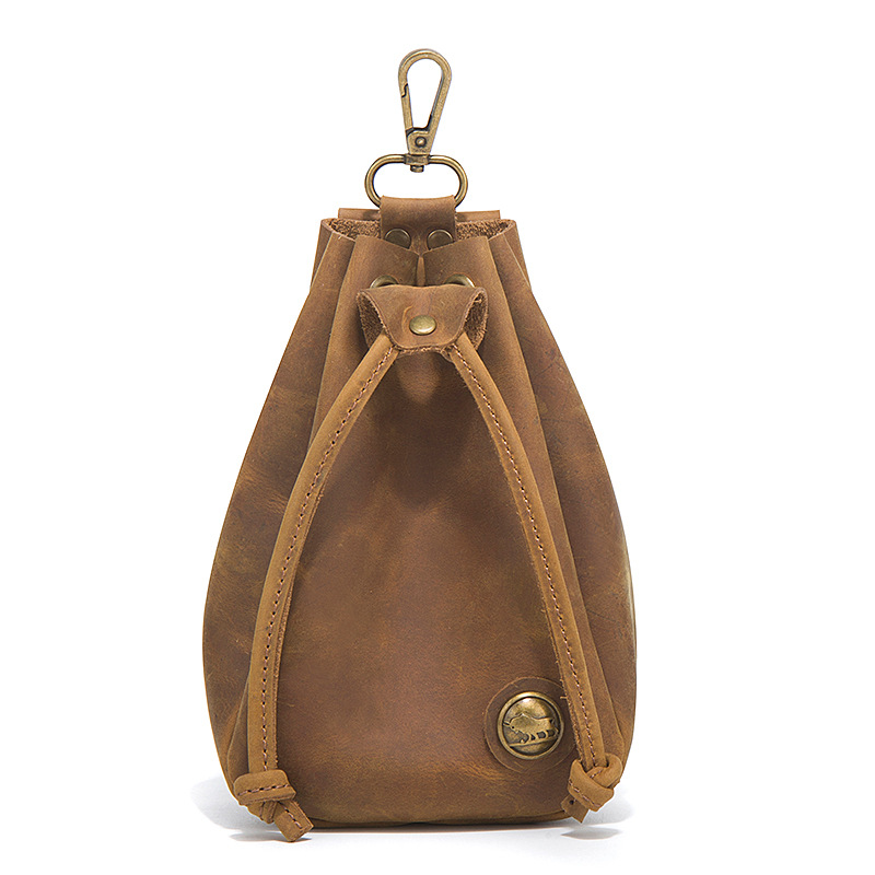 Мужская поясная сумка на шнурке, кошелек из натуральной кожи для мобильного телефона, мини-клатч для мелочи