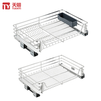 TIANYI Panier coulissant de rangement pour armoire de cuisine en acier inoxydable 304 de qualité supérieure avec glissières à fermeture douce