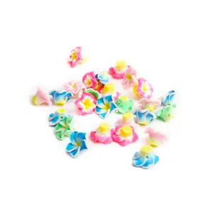 2023 Polymer Clay Plumeria Flower Spacer Loose Beads 16mm Aleatórias Cores Misturadas 5 Petal Floral Charme Beads