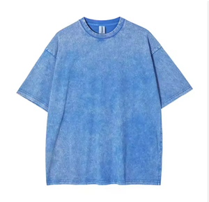 T-shirt personnalisé 220g pour homme, style européen et américain, coupe ample, épaules tombantes, en maille polyester/coton, col en V, manches courtes - Product Image 4
