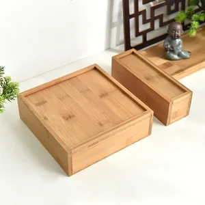 Hot Sale Wooden Packaging Box Custom Logo Sliding Lid Bamboo Wood Storage Box
