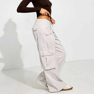 Taglie forti abbigliamento da donna personalizzato in poliestere Casual <span class=keywords><strong>Beige</strong></span> oversize larghi larghi donna pantaloni <span class=keywords><strong>Cargo</strong></span> taglie grandi - Product Image 3