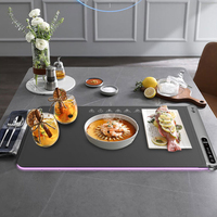 Nouveau design, plaques chauffantes à lumière LED ambiante, chauffe rapide en 8 secondes, plateau chauffant électrique en silicone, minuterie 12 heures, tapis chauffant pour aliments pour les fêtes