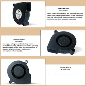 Fabrieksdirect Hoogvermogen DC5015 DC Turbine Blower 50x50x15mm Stille Oliegevulde 24V Hoge Snelheid Grote Luchtstroom Bevochtiger Fan - Product Image 5