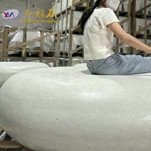 Nouveaux matériaux de construction en pierre, banc en béton GRC gris, haute performance, chaise de restaurant intérieure/extérieure - Product Image 1