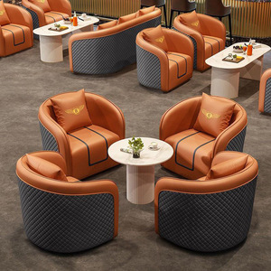 <b>Office</b> <b>Sofa</b> Set PU Leather High-Density Sponge Commercial Living Room Meeting Furniture Nordic Style Light Luxury Design - Product Image 2