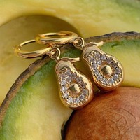 Trendy Europese Amerikaanse stijl fruit-thema oorringen - koper zirkoon dames sieraden - gouden grensoverschrijdende kleurbehoud