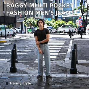 Pantalones Vaqueros de Mezclilla para Hombre, de Alta Calidad, Tejidos, Lavados, Transpirables, Casuales, Rectos, con Múltiples Bolsillos, Personalizados - Product Image 2