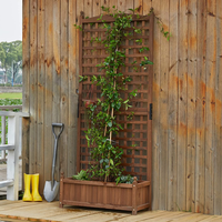 Jardinière surélevée en bois pour l'extérieur avec treillis pour pots de fleurs grimpants et jardinières