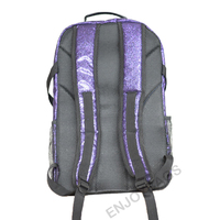Tas Ransel Cheer Ungu Mengkilap dengan Glitter, Tas Tim Berkilau Halus, Logo Bordir Kustom, Nama Berhias Berlian Imitasi untuk Tim Perempuan